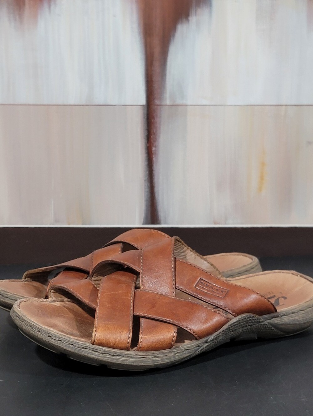 Rieker Womens Woven Sandals Size 40 Brown Leather